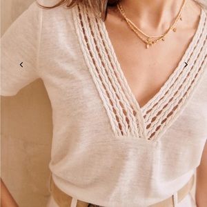 NWT. Sezane Miranda t-shirt - white linen